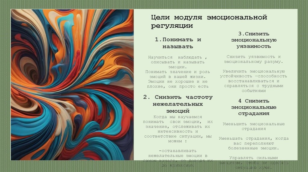 Цели модуля эмоциональной регуляции