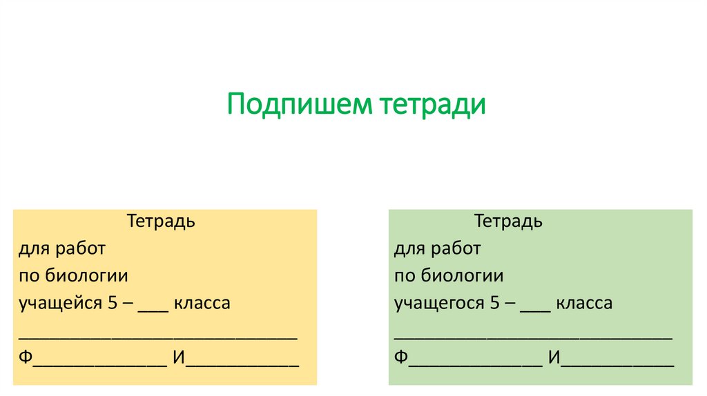 Подпишем тетради