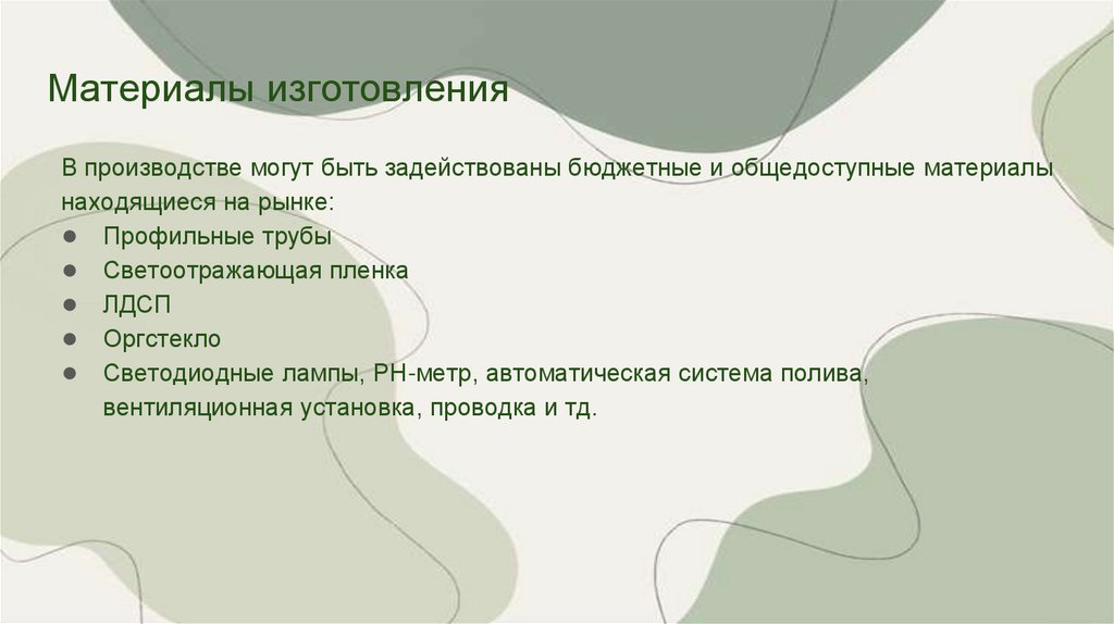 Материалы изготовления