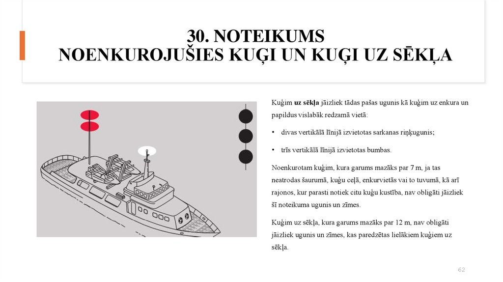 30. NOTEIKUMS NOENKUROJUŠIES KUĢI UN KUĢI UZ SĒKĻA