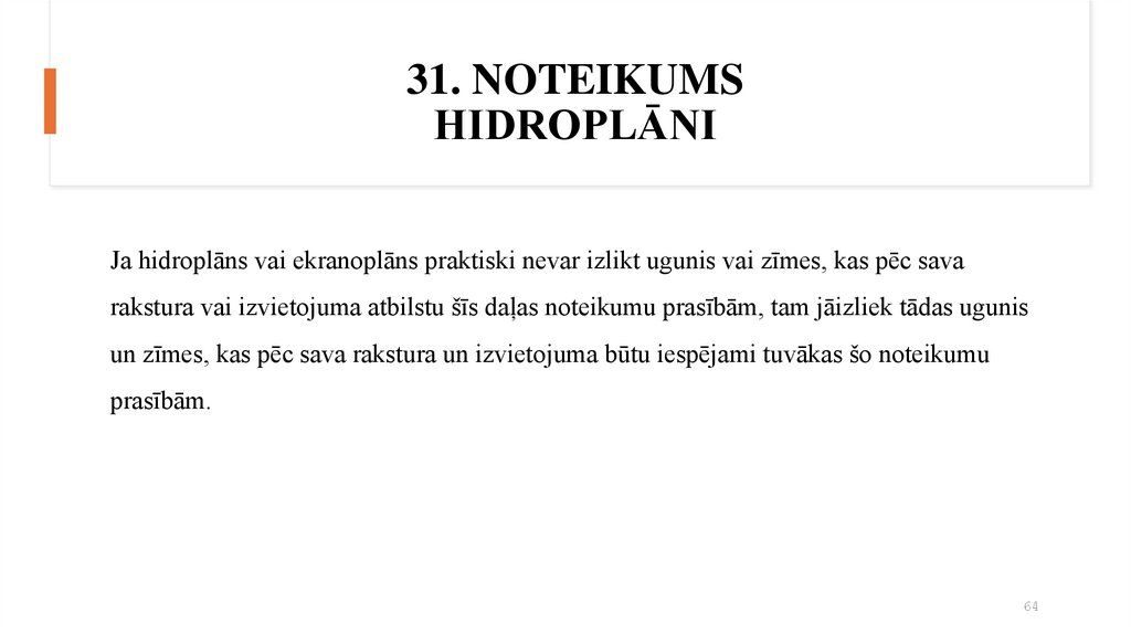 31. NOTEIKUMS HIDROPLĀNI