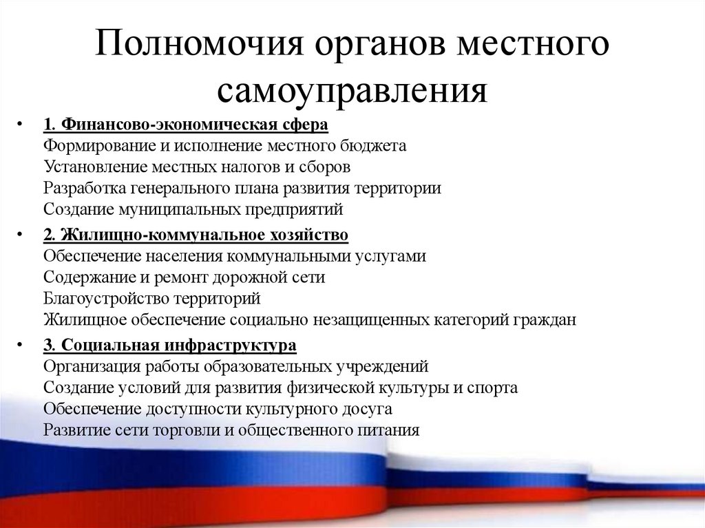 Полномочия органов местного самоуправления