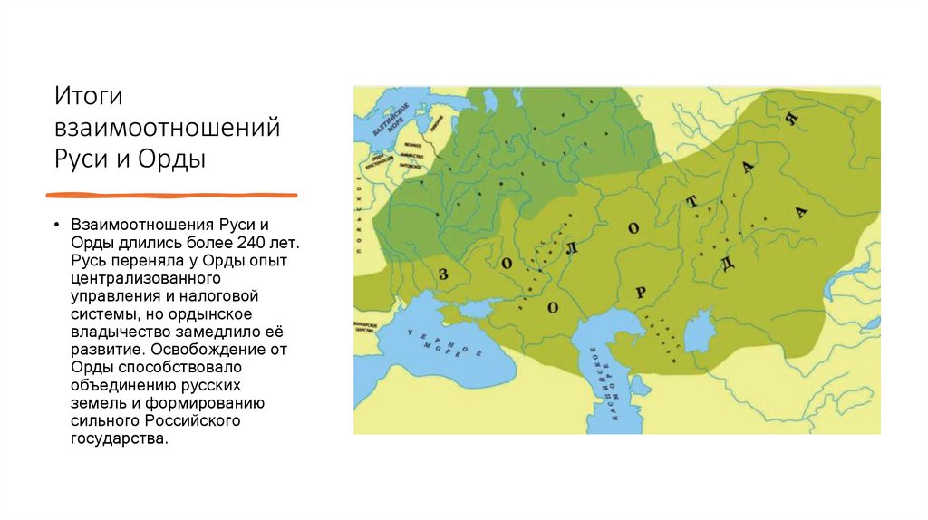 Итоги взаимоотношений Руси и Орды
