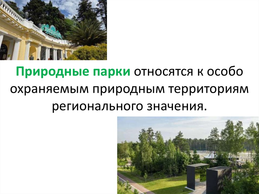 Природные парки относятся к особо охраняемым природным территориям регионального значения.