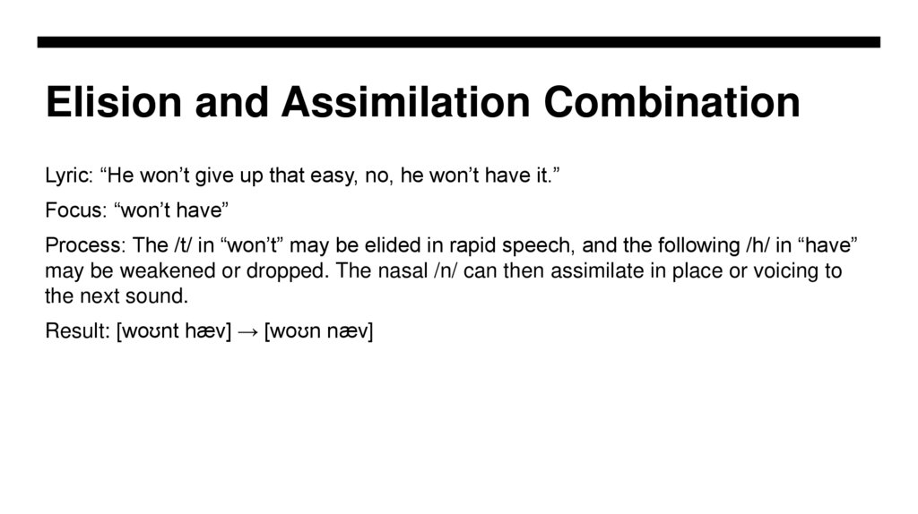 Elision and Assimilation Combination