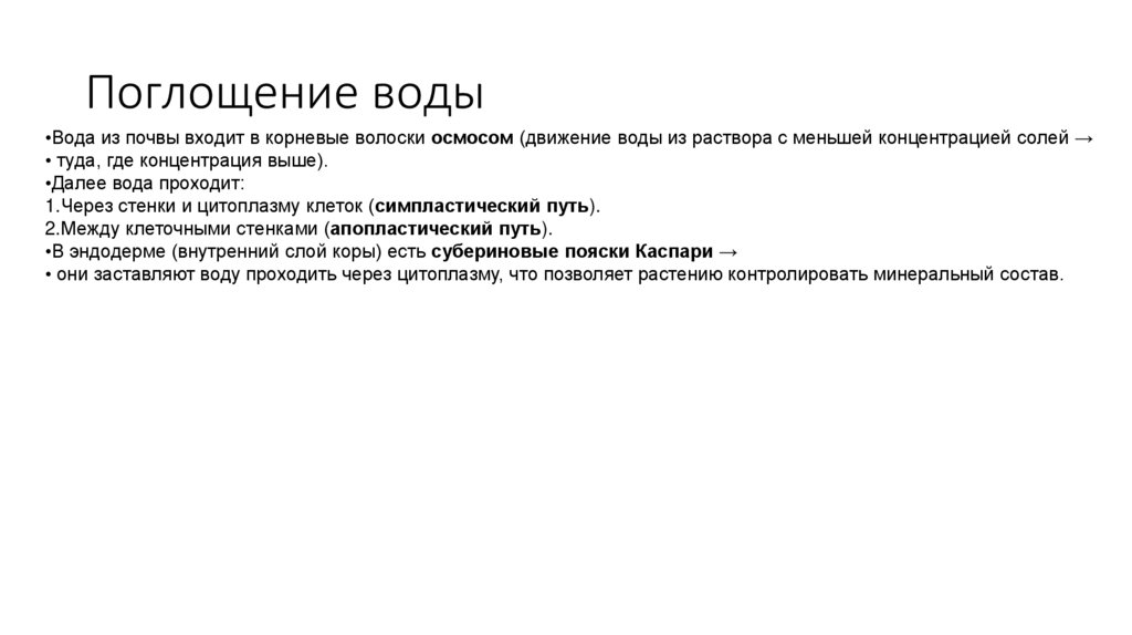 Поглощение воды