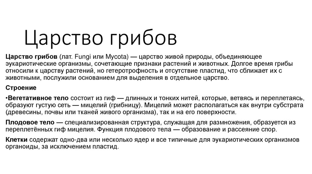 Царство грибов