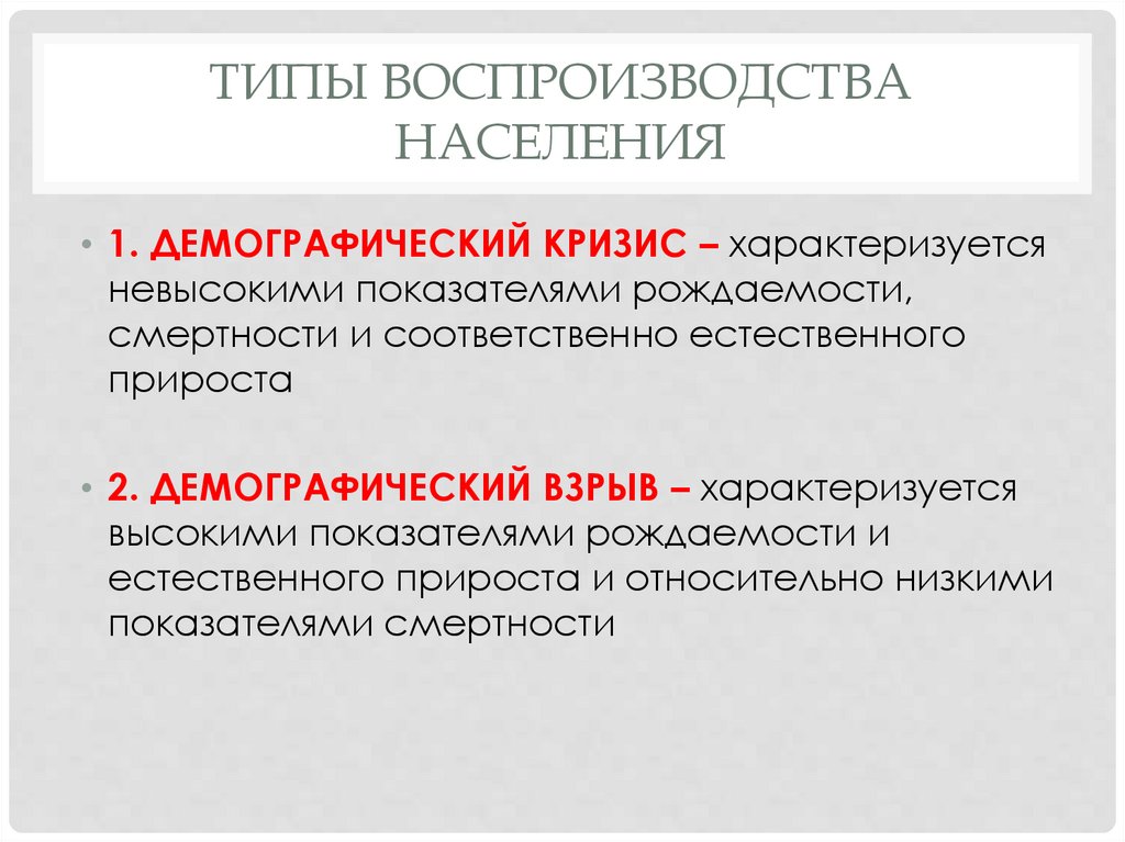 ТИПЫ ВОСПРОИЗВОДСТВА НАСЕЛЕНИЯ