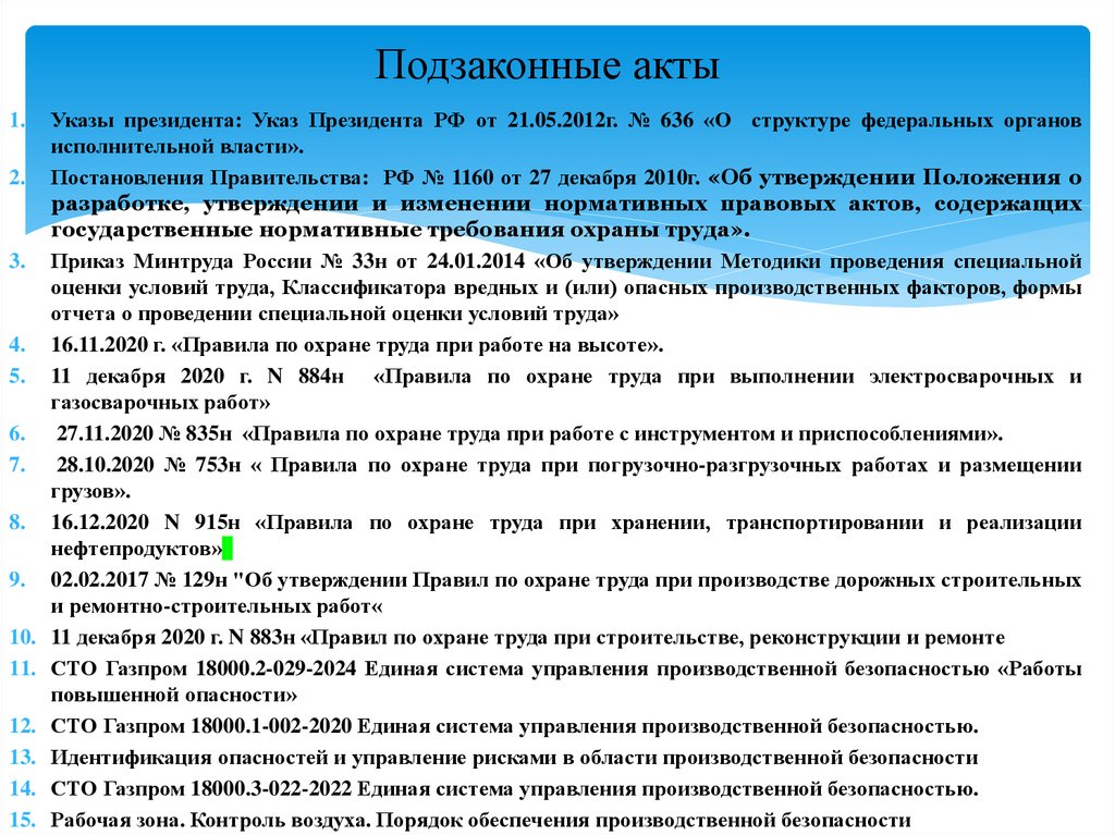 Подзаконные акты