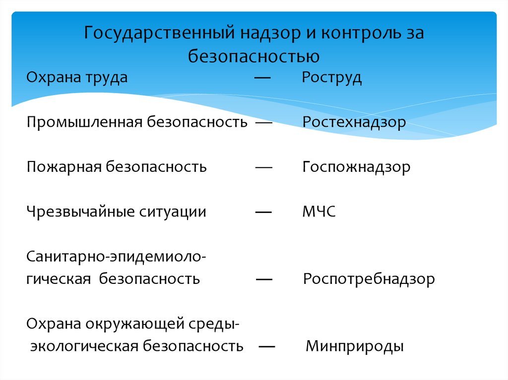 Государственный надзор и контроль за безопасностью