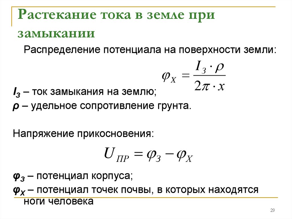 Растекание тока в земле при замыкании