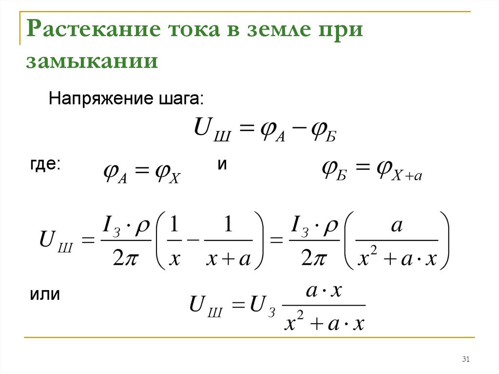 Растекание тока в земле при замыкании