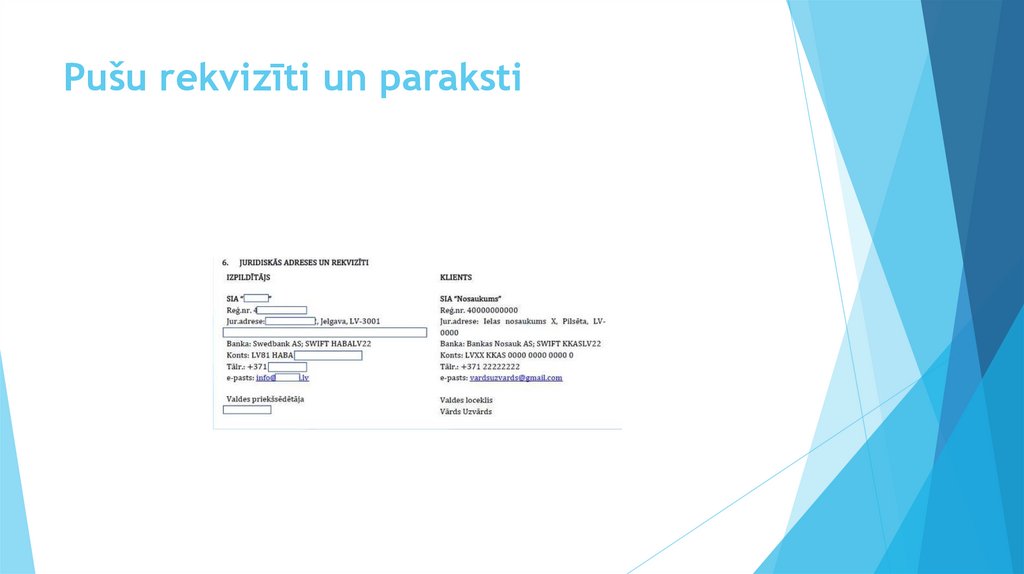 Pušu rekvizīti un paraksti