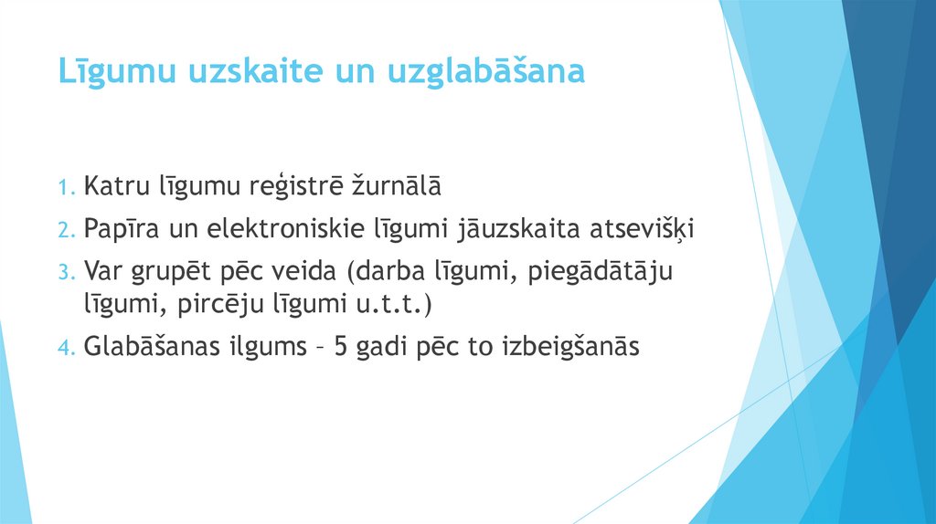 Līgumu uzskaite un uzglabāšana