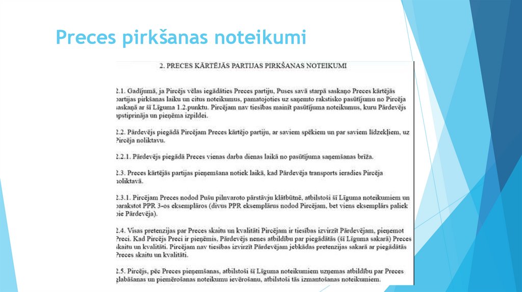 Preces pirkšanas noteikumi