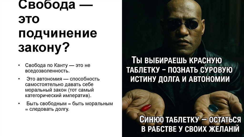 Свобода — это подчинение закону?