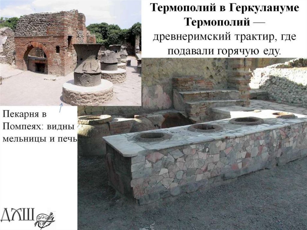 Термополий в Геркулануме Термополий —древнеримский трактир, где подавали горячую еду.