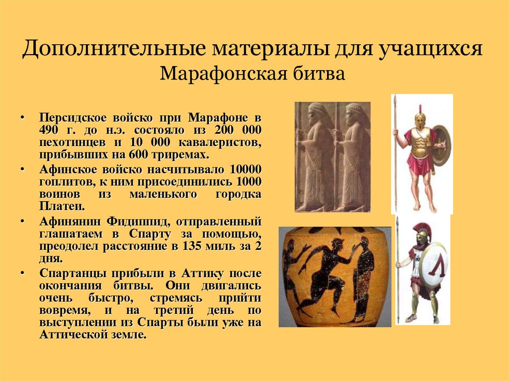 Дополнительные материалы для учащихся Марафонская битва