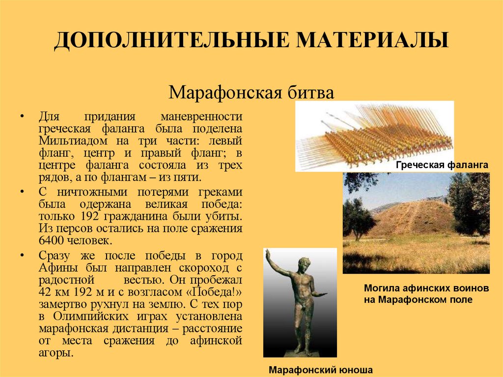 ДОПОЛНИТЕЛЬНЫЕ МАТЕРИАЛЫ Марафонская битва