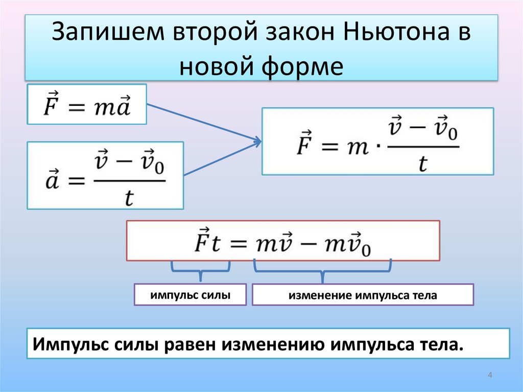 Запишем второй закон Ньютона в новой форме