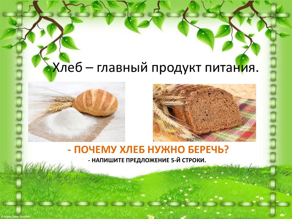 - Почему хлеб нужно беречь? - напишите предложение 5-Й СТРОКИ.