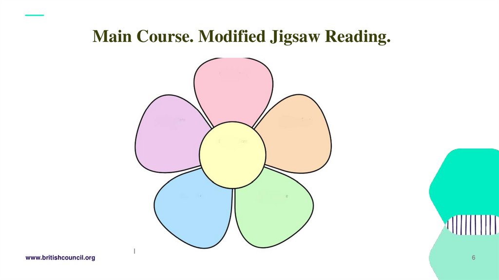 Main Course. Modified Jigsaw Reading.