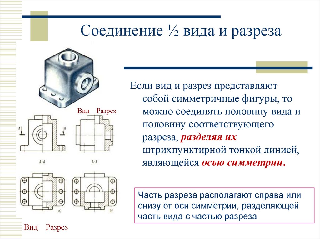 Соединение ½ вида и разреза