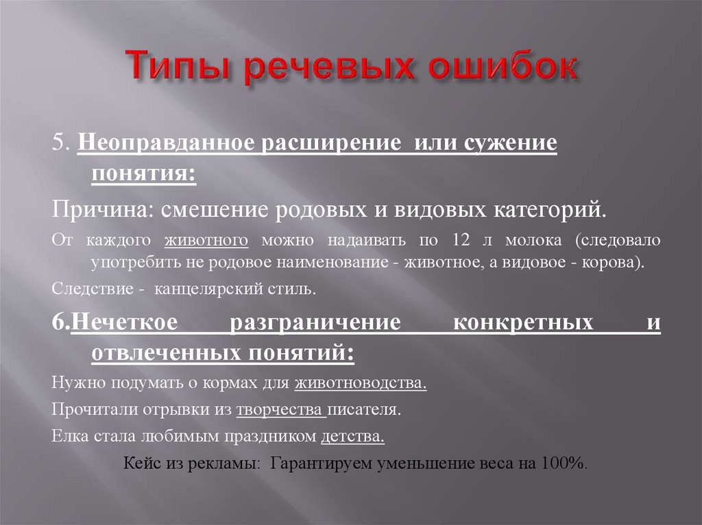 Типы речевых ошибок