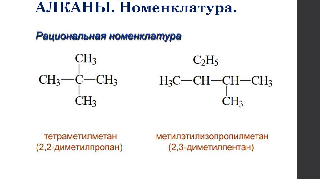 АЛКАНЫ. Номенклатура.