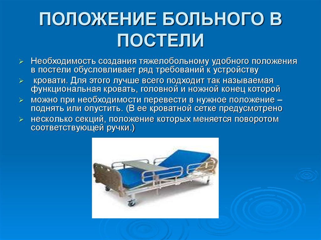 ПОЛОЖЕНИЕ БОЛЬНОГО В ПОСТЕЛИ