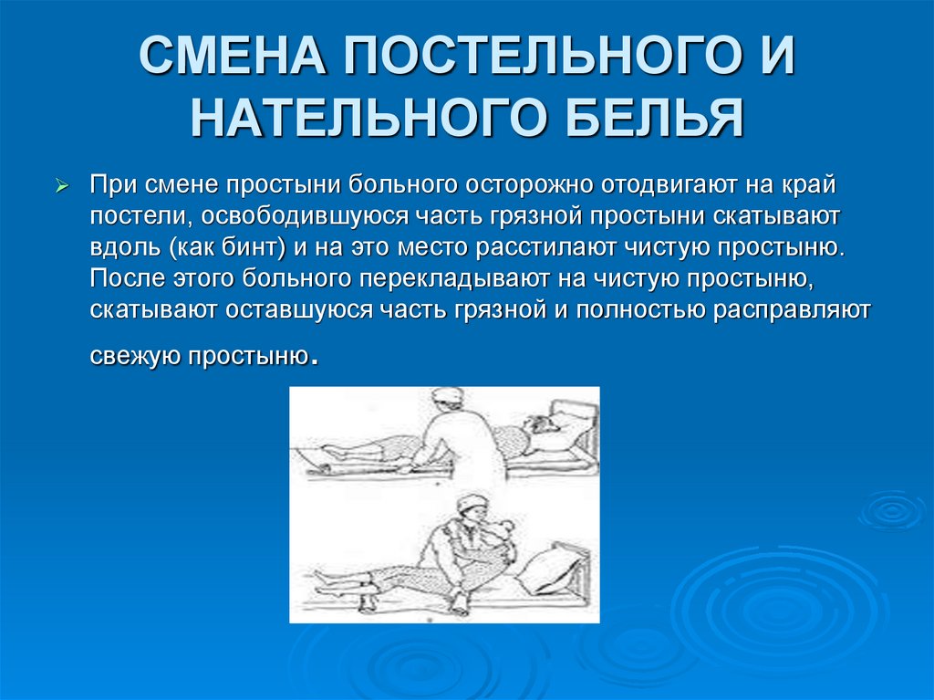 СМЕНА ПОСТЕЛЬНОГО И НАТЕЛЬНОГО БЕЛЬЯ