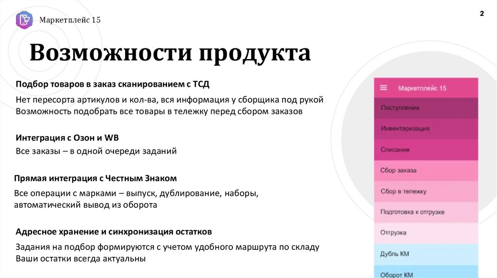 Возможности продукта