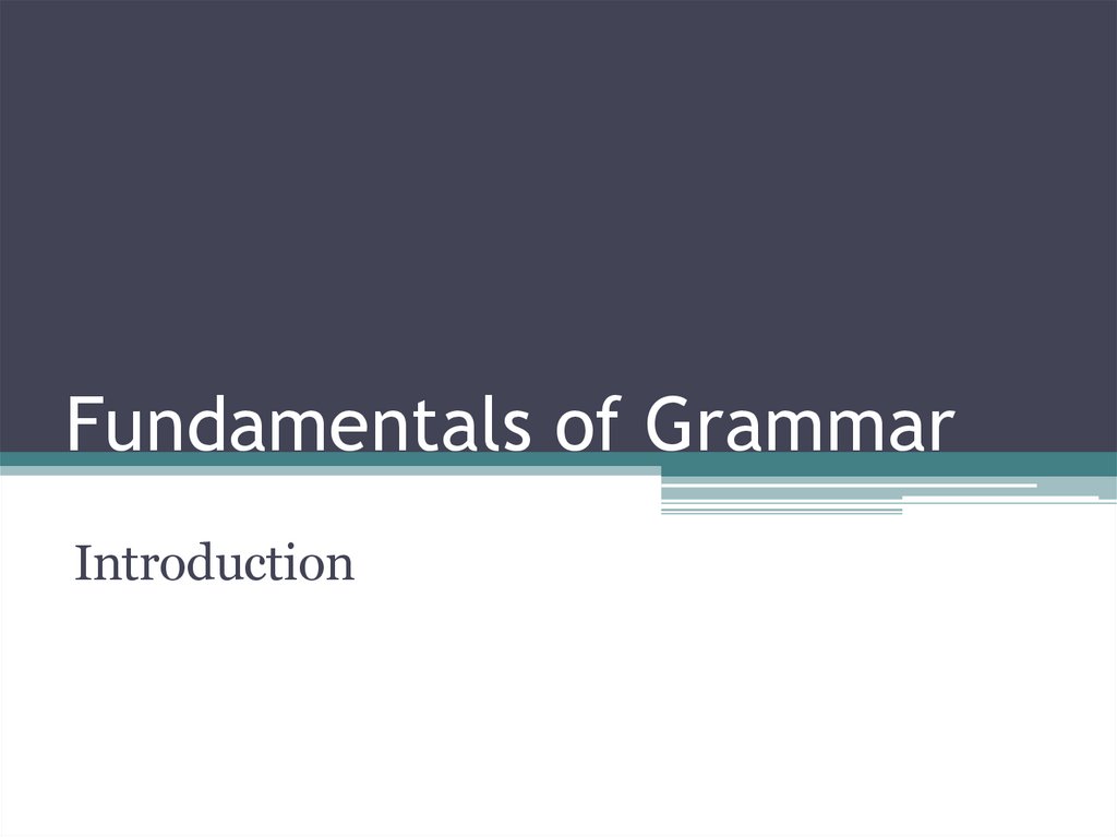 Fundamentals of Grammar