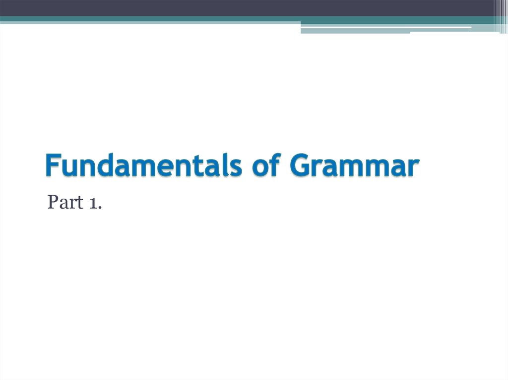 Fundamentals of Grammar