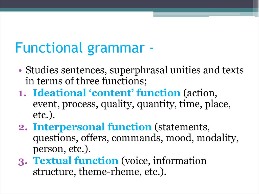 Functional grammar -