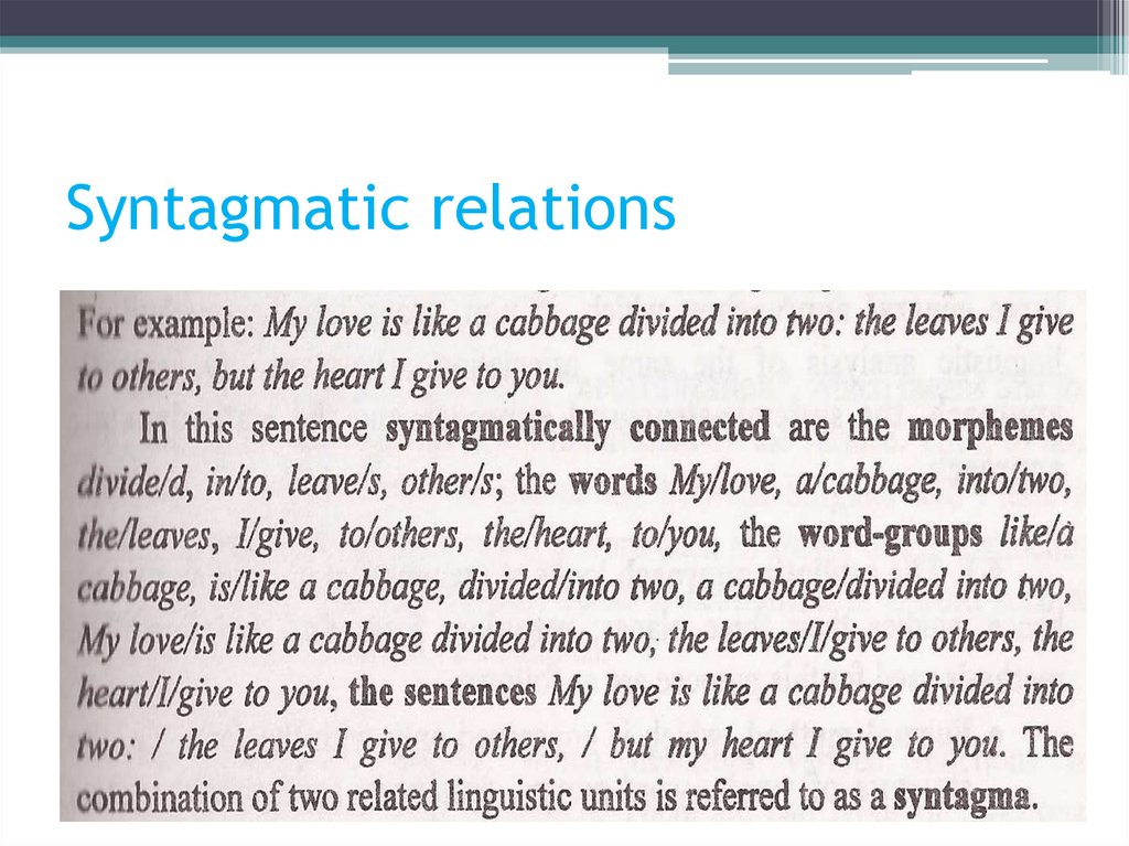 Syntagmatic relations