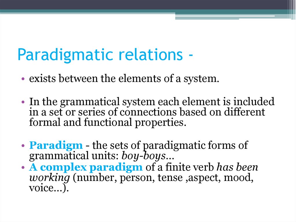 Paradigmatic relations -