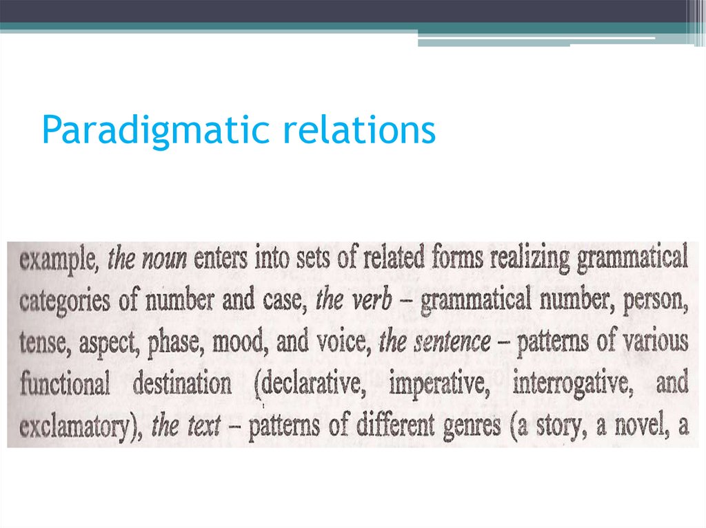 Paradigmatic relations