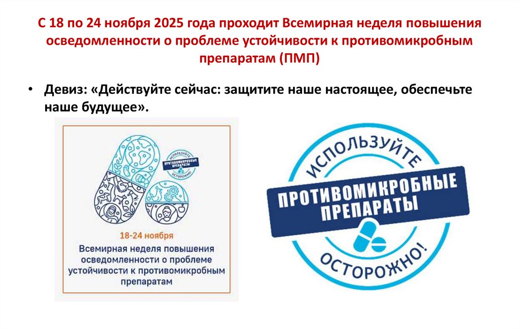 С 18 по 24 ноября 2025 года проходит Всемирная неделя повышения осведомленности о проблеме устойчивости к противомикробным