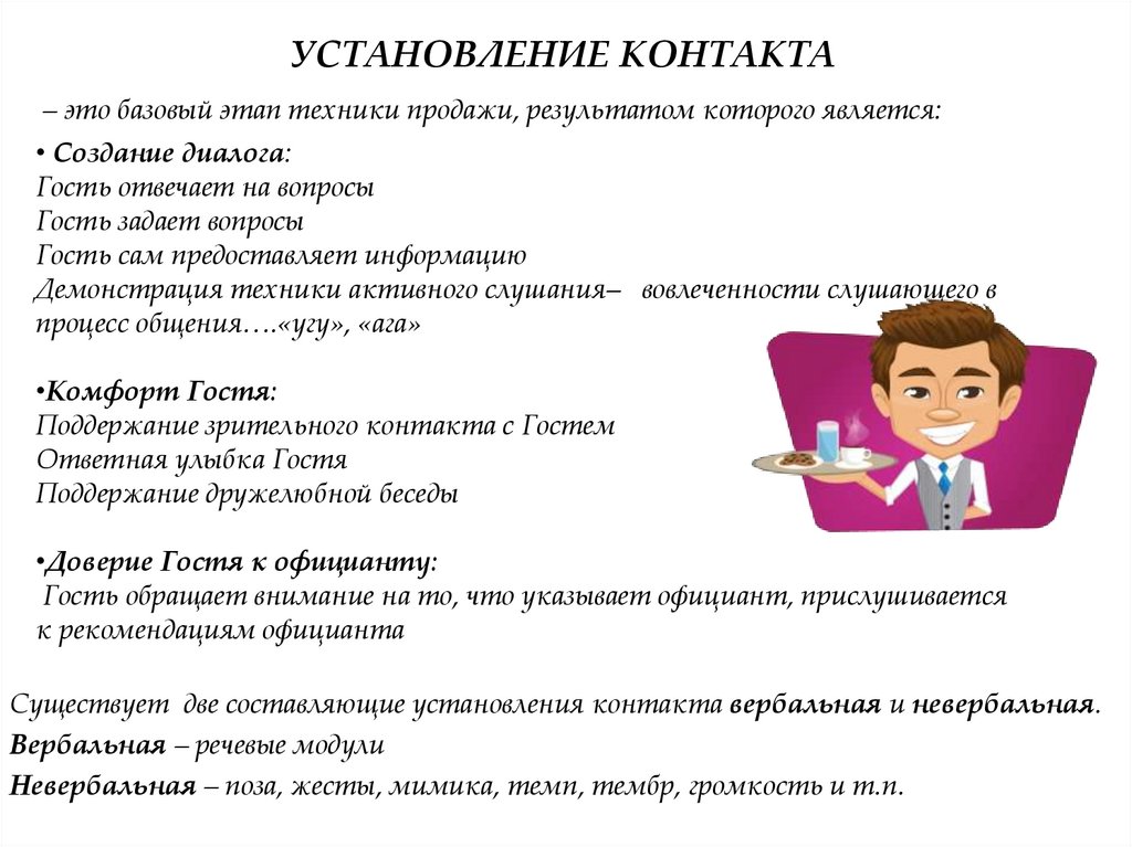 УСТАНОВЛЕНИЕ КОНТАКТА