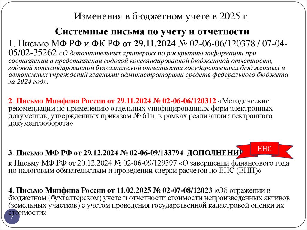 Изменения в бюджетном учете в 2025 г.