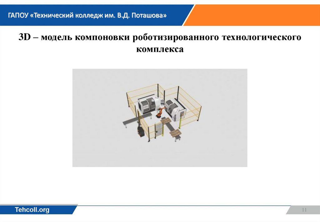 3D – модель компоновки роботизированного технологического комплекса