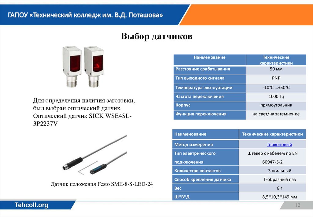 Выбор датчиков