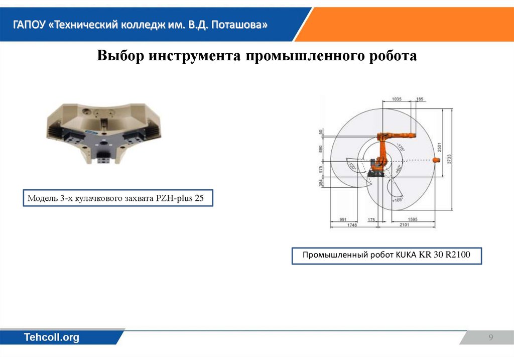 Выбор инструмента промышленного робота