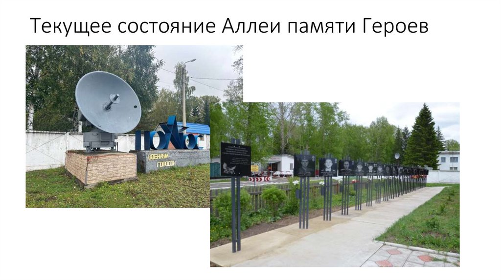 Текущее состояние Аллеи памяти Героев