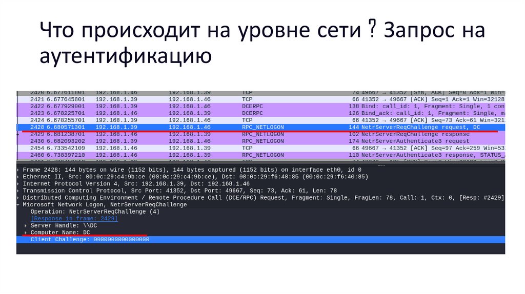 Что происходит на уровне сети ? Запрос на аутентификацию