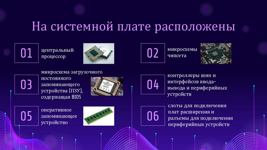 На системной плате расположены