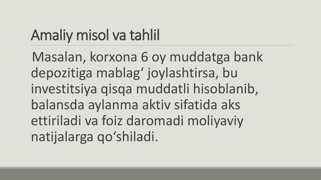 Amaliy misol va tahlil