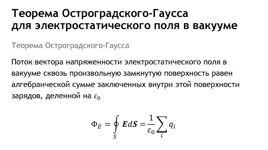 Теорема Остроградского-Гаусса для электростатического поля в вакууме