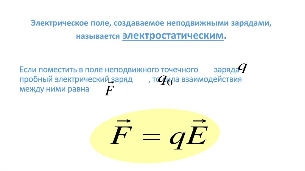 Если поместить в поле неподвижного точечного заряда пробный электрический заряд , то сила взаимодействия между ними равна
